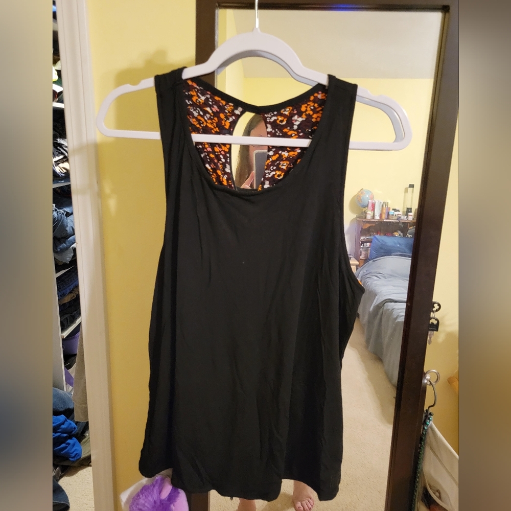 Alexa Performance Tank with Split Tie Back Detail Jet Black  size Large